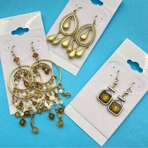 Boho Style Long Pierced Earrings Bundle of Three Pairs